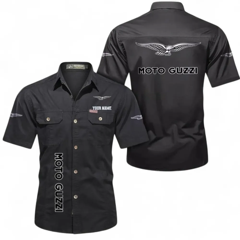 Vintage Cruiser Men's Cotton Casual Short Sleeve Shirt, Custom Name CAR392 - Black