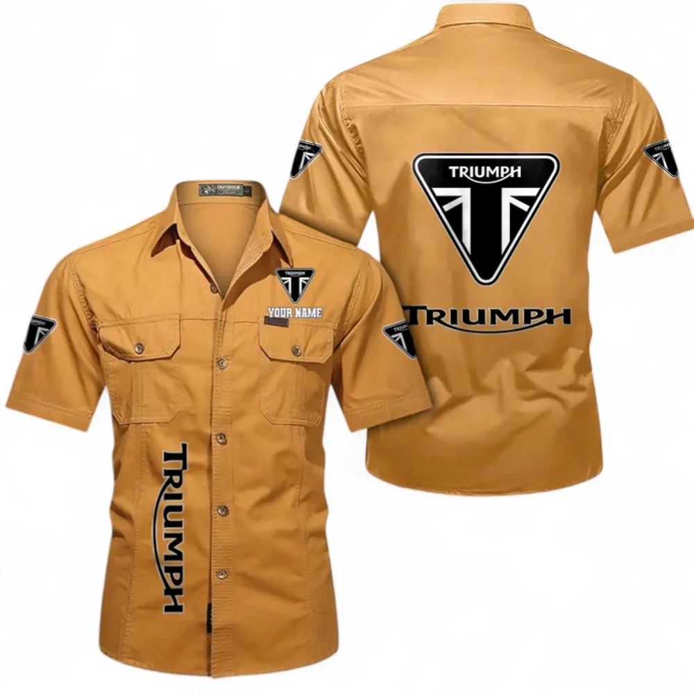Vintage Speedster Cotton Short Sleeved Shirt, Custom Name CAR392 - Turmeric