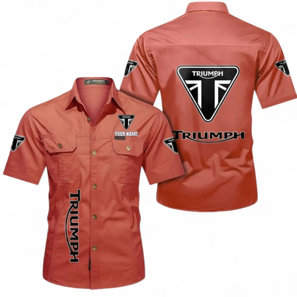 Vintage Speedster Lightweight Men's Cotton Short Sleeve Shirt, Custom Name CAR392 - Red