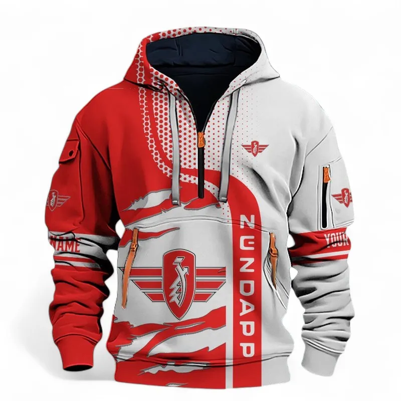 Vintage Two-Wheeler Hoodie Half Zip 3D, Comfortable Everyday Hoodie For Car Lovers CAR398 - Red