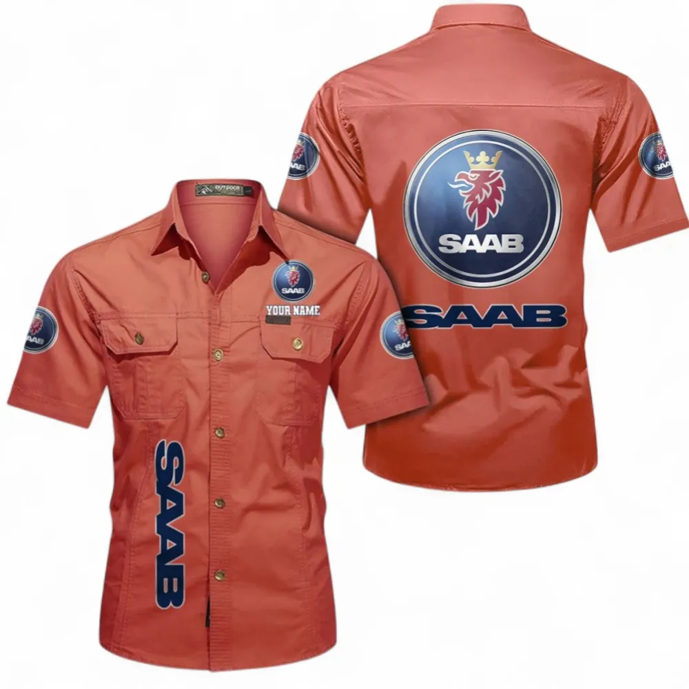 Visionary Glass Vehicle Casual Short Sleeve Shirt, Custom Name CAR392 - Red