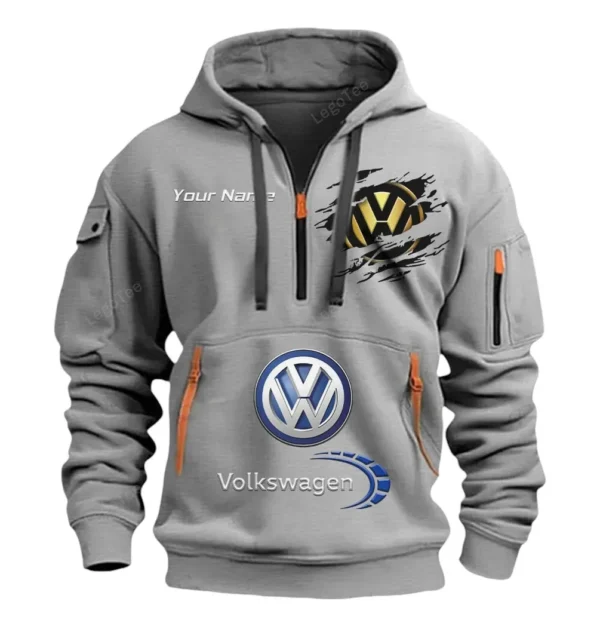 Hoodie Half Zipper Exclusive Logo Gift For Compact Vehicle Enthusiasts CAR113 - Gray