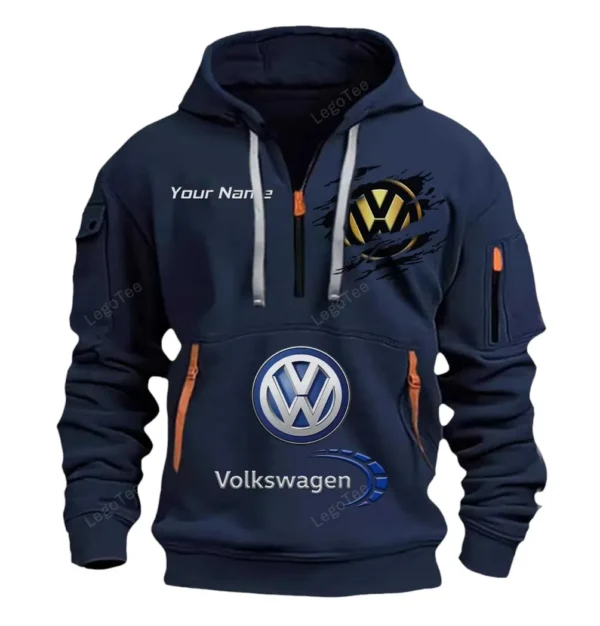 Hoodie Half Zipper Exclusive Logo Gift For Compact Vehicle Enthusiasts CAR113 - Navy