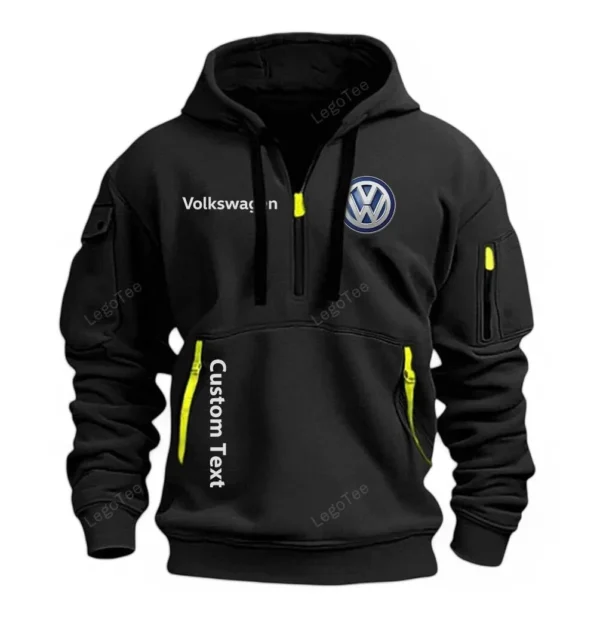 Hoodie Half Zipper Exclusive Logo Gift For Reliable Automobile Enthusiasts CAR112 - Black