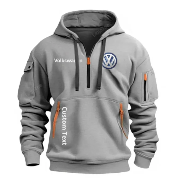 Hoodie Half Zipper Exclusive Logo Gift For Reliable Automobile Enthusiasts CAR112 - Gray