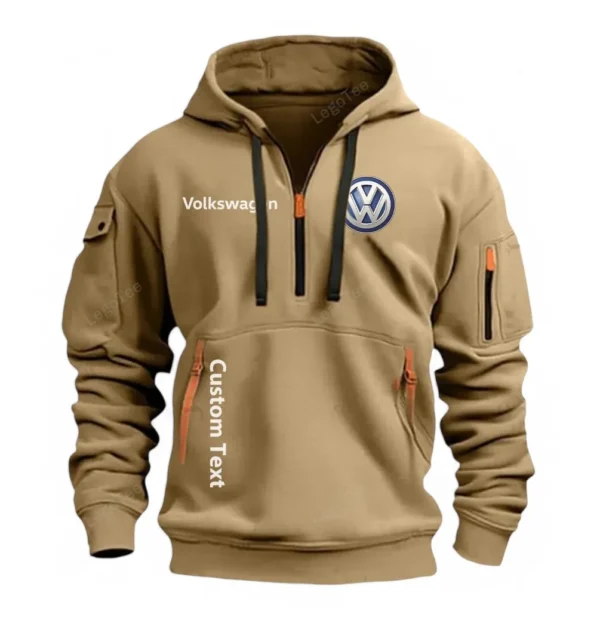 Hoodie Half Zipper Exclusive Logo Gift For Compact Vehicle Enthusiasts CAR112 - Khaki