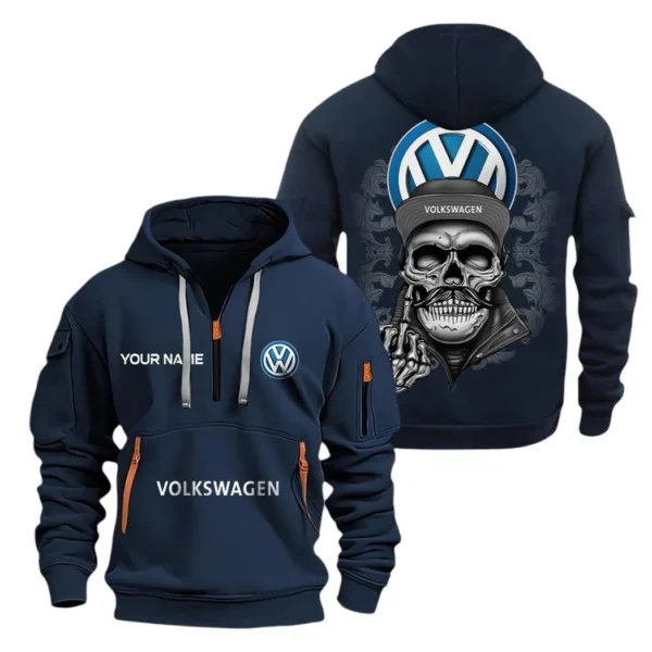 Hoodie Half Zipper Exclusive Logo Gift For Reliable Automobile Enthusiasts CAR166 - Navy
