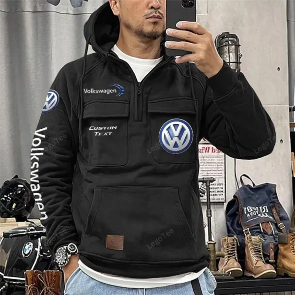 Family Car Tactical Quarter Zip Hoodie, Exclusive Logo Hoodie For Car Enthusiasts CAR106 - Black - Image 2