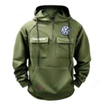 Family Car Tactical Quarter Zip Hoodie, Exclusive Logo Hoodie For Car Enthusiasts CAR109 - Army Green