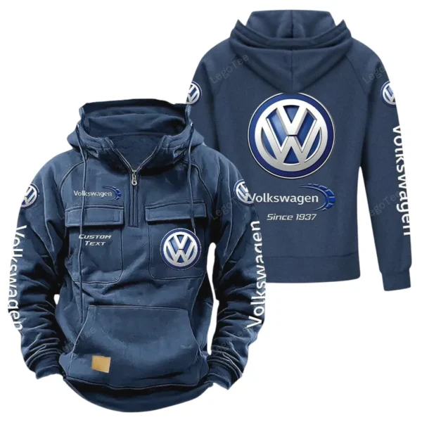 German Car Tactical Quarter Zip Hoodie, Exclusive Logo Hoodie For Car Enthusiasts CAR960 - Dark Blue