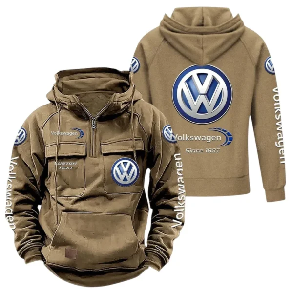 Compact Vehicle Tactical Quarter Zip Hoodie, Exclusive Logo Hoodie For Car Enthusiasts CAR960 - Khaki