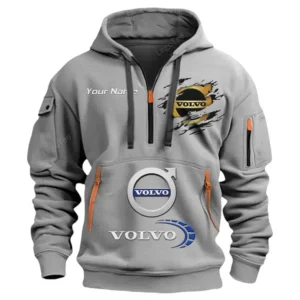Hoodie Half Zipper Exclusive Logo Gift For Durable Auto Enthusiasts CAR113 - Gray