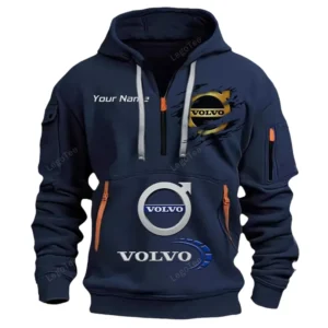 Hoodie Half Zipper Exclusive Logo Gift For European Luxury Car Enthusiasts CAR113 - Navy