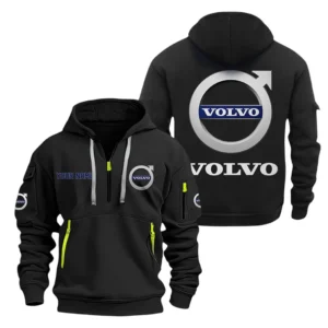 Swedish Car Brand Hoodie Half Zipper, Exclusive Logo Hoodie For Swedish Car Brand Enthusiasts CAR200 - Black