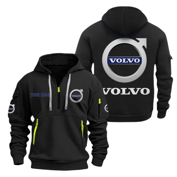 Swedish Car Brand Hoodie Half Zipper, Exclusive Logo Hoodie For Swedish Car Brand Enthusiasts CAR200 - Black