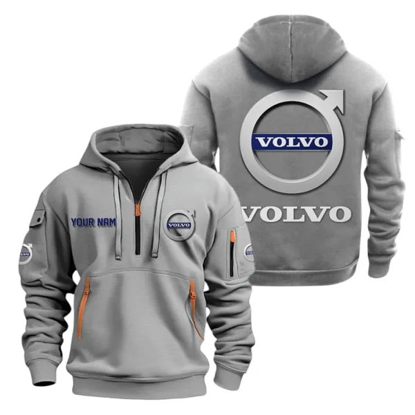 Durable Auto Hoodie Half Zipper, All Over Print Hoodie Gift For Durable Auto Enthusiasts CAR200 - Gray