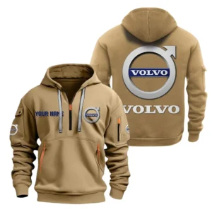 Hoodie Half Zipper Exclusive Logo Gift For Premium European Ride Enthusiasts CAR200 - Khaki