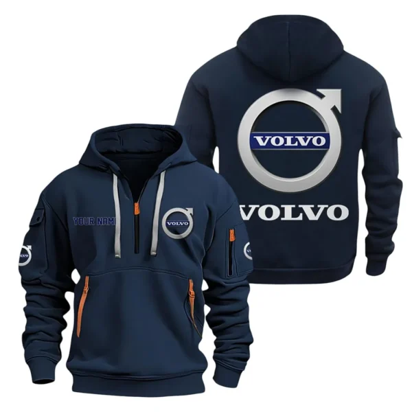 Hoodie Half Zipper Exclusive Logo Gift For European Luxury Car Enthusiasts CAR200 - Navy