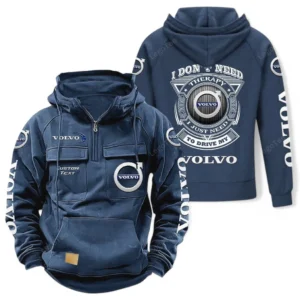 Premium European Ride Tactical Quarter Zip Hoodie, Exclusive Logo Hoodie For Car Enthusiasts CAR106 - Dark Blue