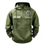 Premium European Ride Tactical Quarter Zip Hoodie, Exclusive Logo Hoodie For Car Enthusiasts CAR109 - Army Green