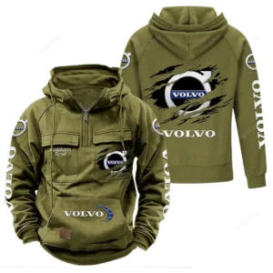 Swedish Car Brand Tactical Quarter Zip Hoodie, Exclusive Logo Hoodie For Car Enthusiasts CAR122 - Army Green