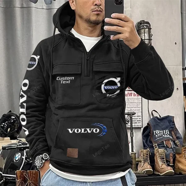 Global Automobile Company Tactical Quarter Zip Hoodie, Exclusive Logo Hoodie For Car Enthusiasts CAR122 - Black - Image 2