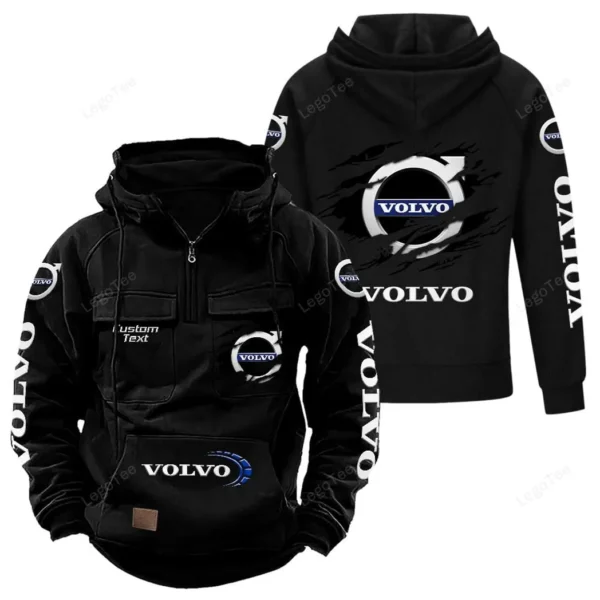 Global Automobile Company Tactical Quarter Zip Hoodie, Exclusive Logo Hoodie For Car Enthusiasts CAR122 - Black