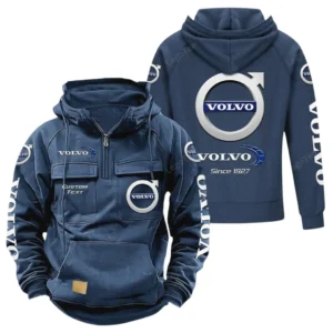 Swedish Car Brand Tactical Quarter Zip Hoodie, Exclusive Logo Hoodie For Car Enthusiasts CAR960 - Dark Blue