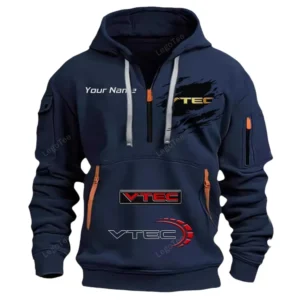 Hoodie Half Zipper Exclusive Logo Gift For VTEC Power Auto Enthusiasts CAR113 - Navy