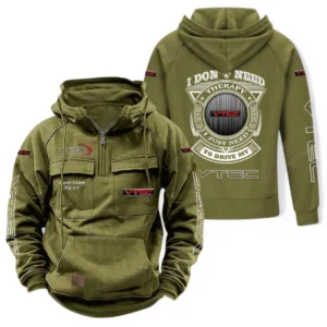 Tuner Car Tactical Quarter Zip Hoodie, Exclusive Logo Hoodie For Car Enthusiasts CAR106 - Army Green