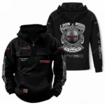 Street Racer Tactical Quarter Zip Hoodie, Exclusive Logo Hoodie For Car Enthusiasts CAR106 - Black