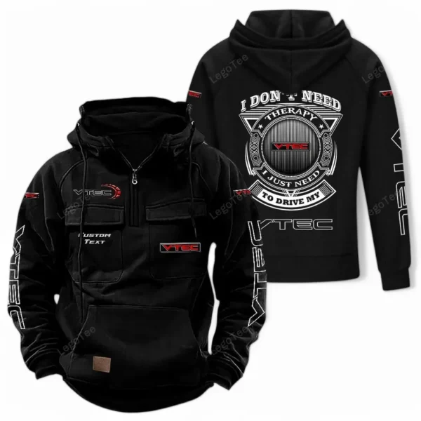Street Racer Tactical Quarter Zip Hoodie, Exclusive Logo Hoodie For Car Enthusiasts CAR106 - Black