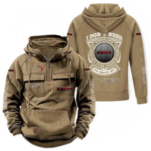 Modified Coupe Tactical Quarter Zip Hoodie, Exclusive Logo Hoodie For Car Enthusiasts CAR106 - Khaki