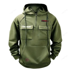 Lightweight Racer Tactical Quarter Zip Hoodie, Exclusive Logo Hoodie For Car Enthusiasts CAR109 - Army Green