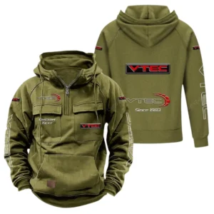 High-Rev Hatchback Tactical Quarter Zip Hoodie, Exclusive Logo Hoodie For Car Enthusiasts CAR960 - Army Green