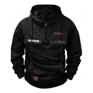 Custom Street Car Tactical Quarter Zip Hoodie, Exclusive Logo Hoodie For Car Enthusiasts CAR109 - Black