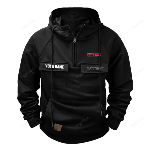 Custom Street Car Tactical Quarter Zip Hoodie, Exclusive Logo Hoodie For Car Enthusiasts CAR109 - Black