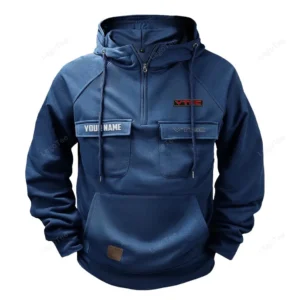 Sport Compact Car Tactical Quarter Zip Hoodie, Exclusive Logo Hoodie For Car Enthusiasts CAR109 - Dark Blue