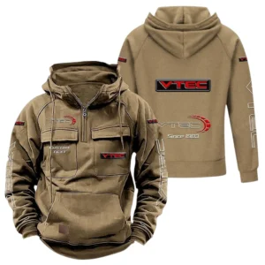 Import Tuner Tactical Quarter Zip Hoodie, Exclusive Logo Hoodie For Car Enthusiasts CAR960 - Khaki