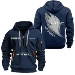Tuner Car Hoodie Half Zipper, All Over Print Hoodie Gift For Tuner Car Enthusiasts CAR170 - Navy