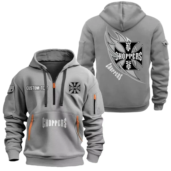 Hoodie Half Zipper Exclusive Logo Gift For Cruiser Bike Enthusiasts CAR170 - Gray