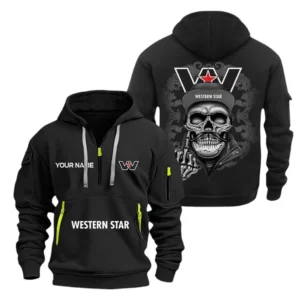 Hoodie Half Zipper Exclusive Logo Gift For Off-Road Freight Rig Enthusiasts CAR166 - Black
