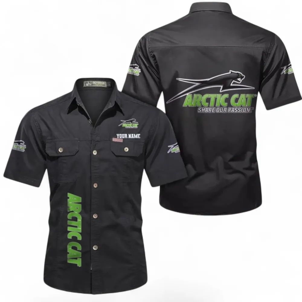 Winter Sports Vehicle Men's Casual Short Sleeved Shirt, Custom Name CAR392 - Black