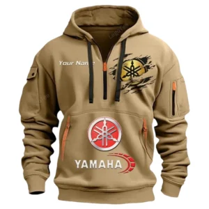 Hoodie Half Zipper Exclusive Logo Gift For Road Motorcycle Enthusiasts CAR113 - Khaki