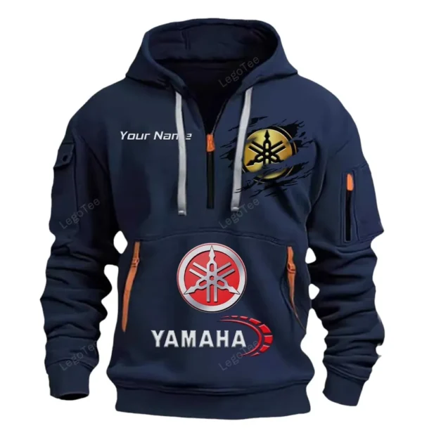 Hoodie Half Zipper Exclusive Logo Gift For Dual-Sport Bike Enthusiasts CAR113 - Navy