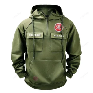 Dual-Sport Bike Tactical Quarter Zip Hoodie, Exclusive Logo Hoodie For Car Enthusiasts CAR109 - Army Green