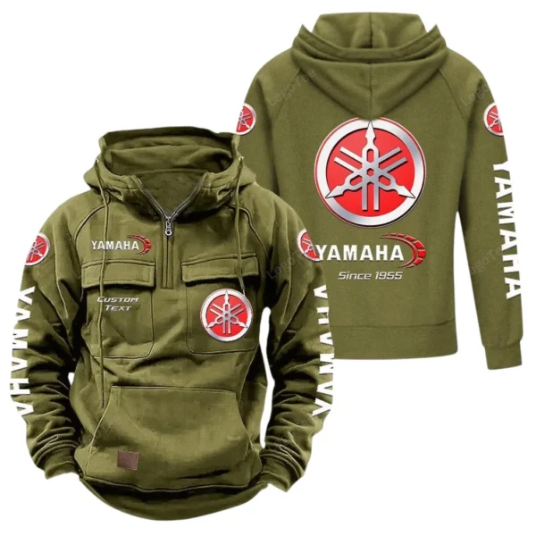 Two-Wheeler Tactical Quarter Zip Hoodie, Exclusive Logo Hoodie For Car Enthusiasts CAR960 - Army Green