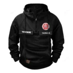 Motorbike Tactical Quarter Zip Hoodie, Exclusive Logo Hoodie For Car Enthusiasts CAR109 - Black