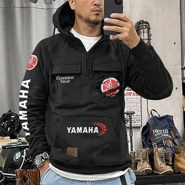 Sport Bike Tactical Quarter Zip Hoodie, Exclusive Logo Hoodie For Car Enthusiasts CAR122 - Black - Image 2