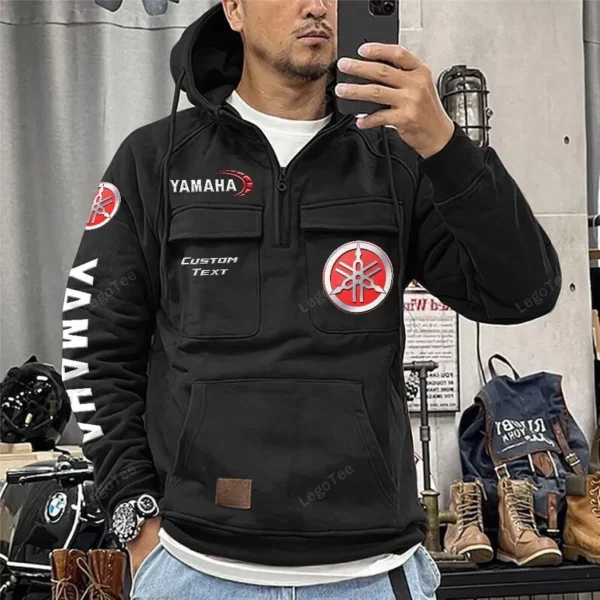 Adventure Motorbike Tactical Quarter Zip Hoodie, Exclusive Logo Hoodie For Car Enthusiasts CAR960 - Black - Image 2